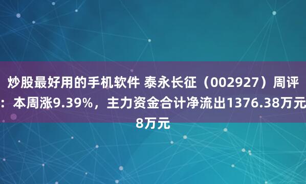 炒股最好用的手机软件 泰永长征（002927）周评：本周涨9.39%，主力资金合计净流出1376.38万元